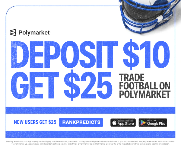Polymarket: deposit $10, get a $25 trading bonus with code RANKPREDICTS